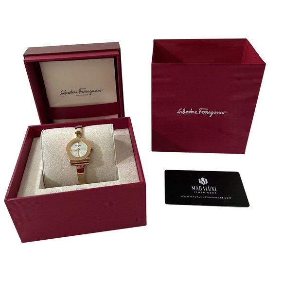 Salvatore Ferragamo Gancino Rose Gold Stainless Steel Watch Silver Dial - Picture 7 of 8